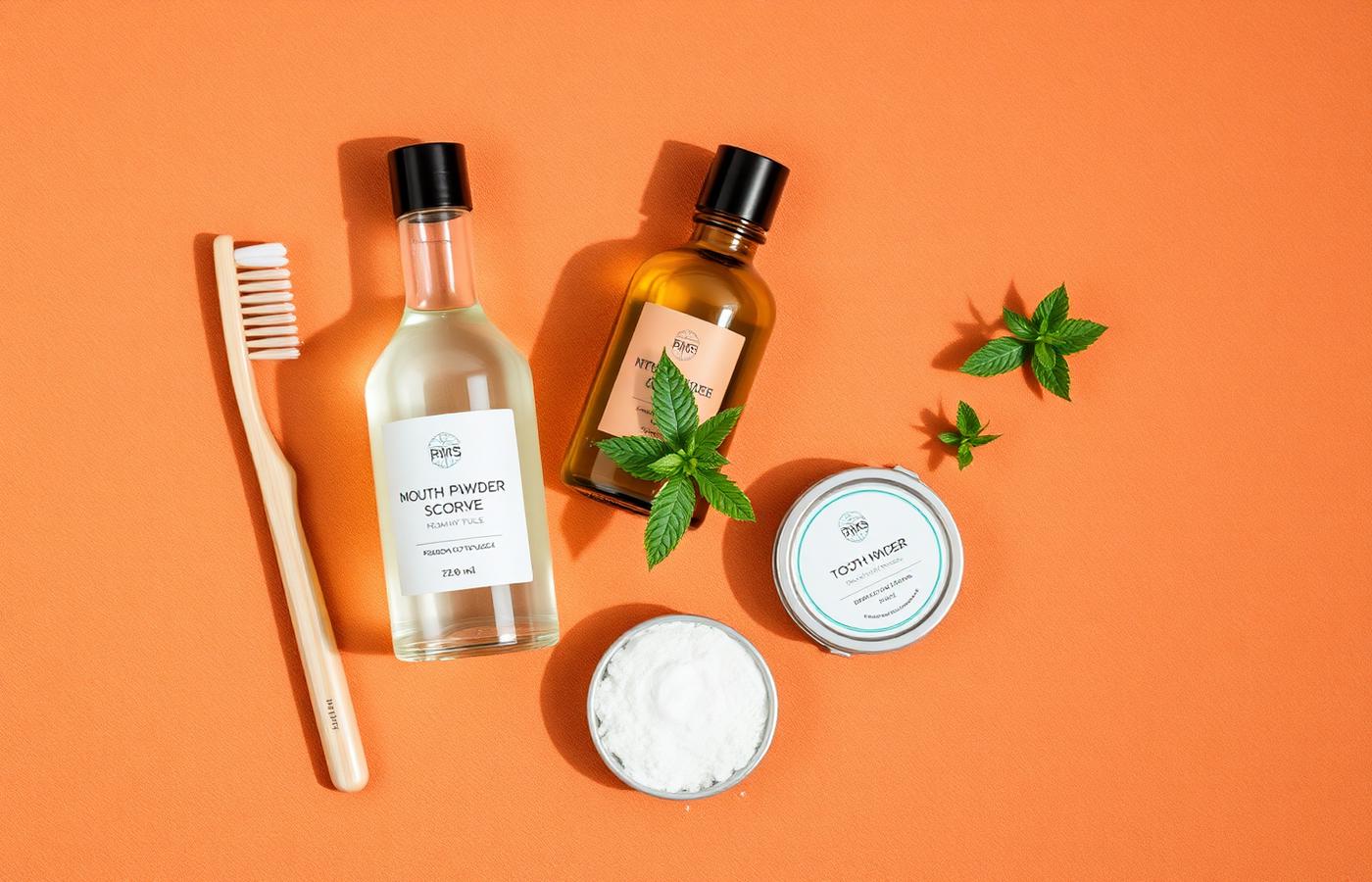 Flat lay of Northwood natural oral care products